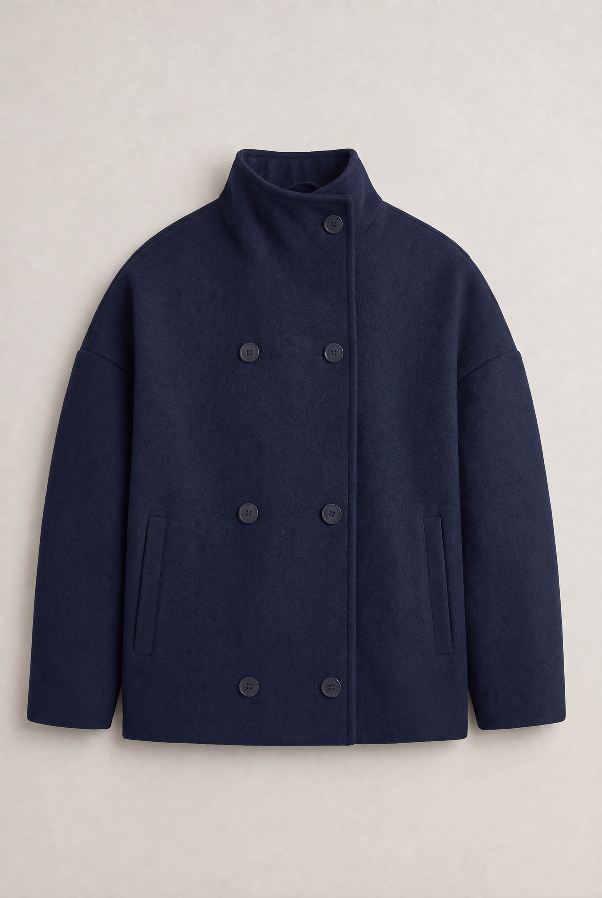 Women’s Double-Breasted High Collar Pea Coat