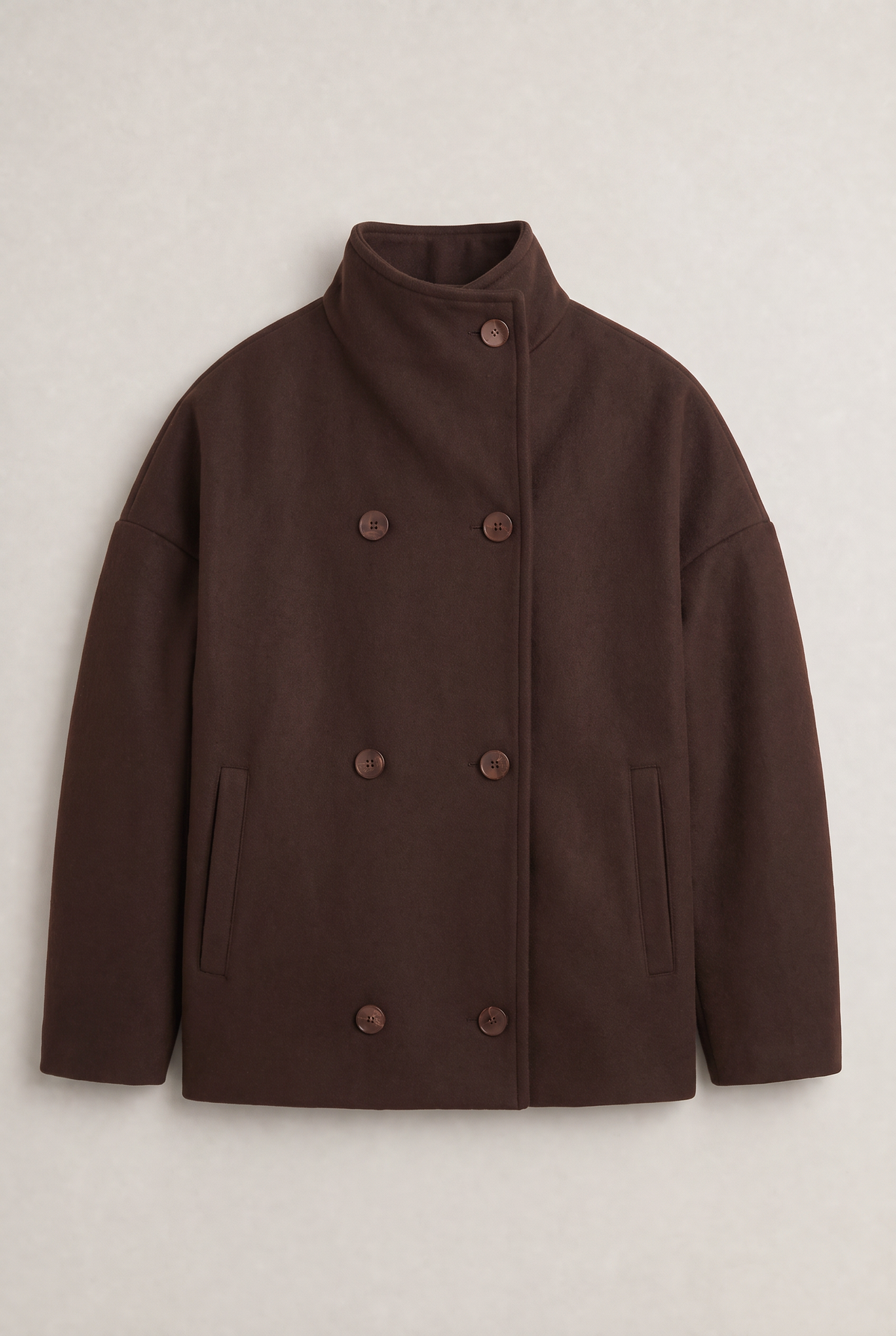 Women’s Double-Breasted High Collar Pea Coat
