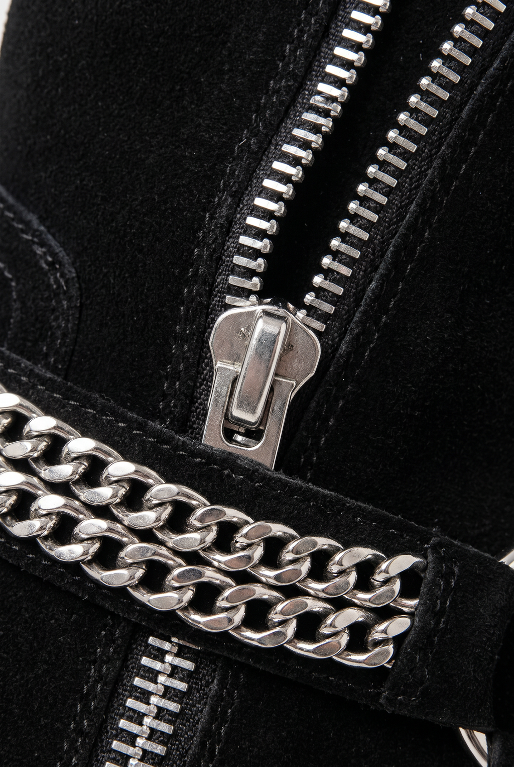 Men's Harness Boots - Chain Strap Ankle Boots with Side Zip