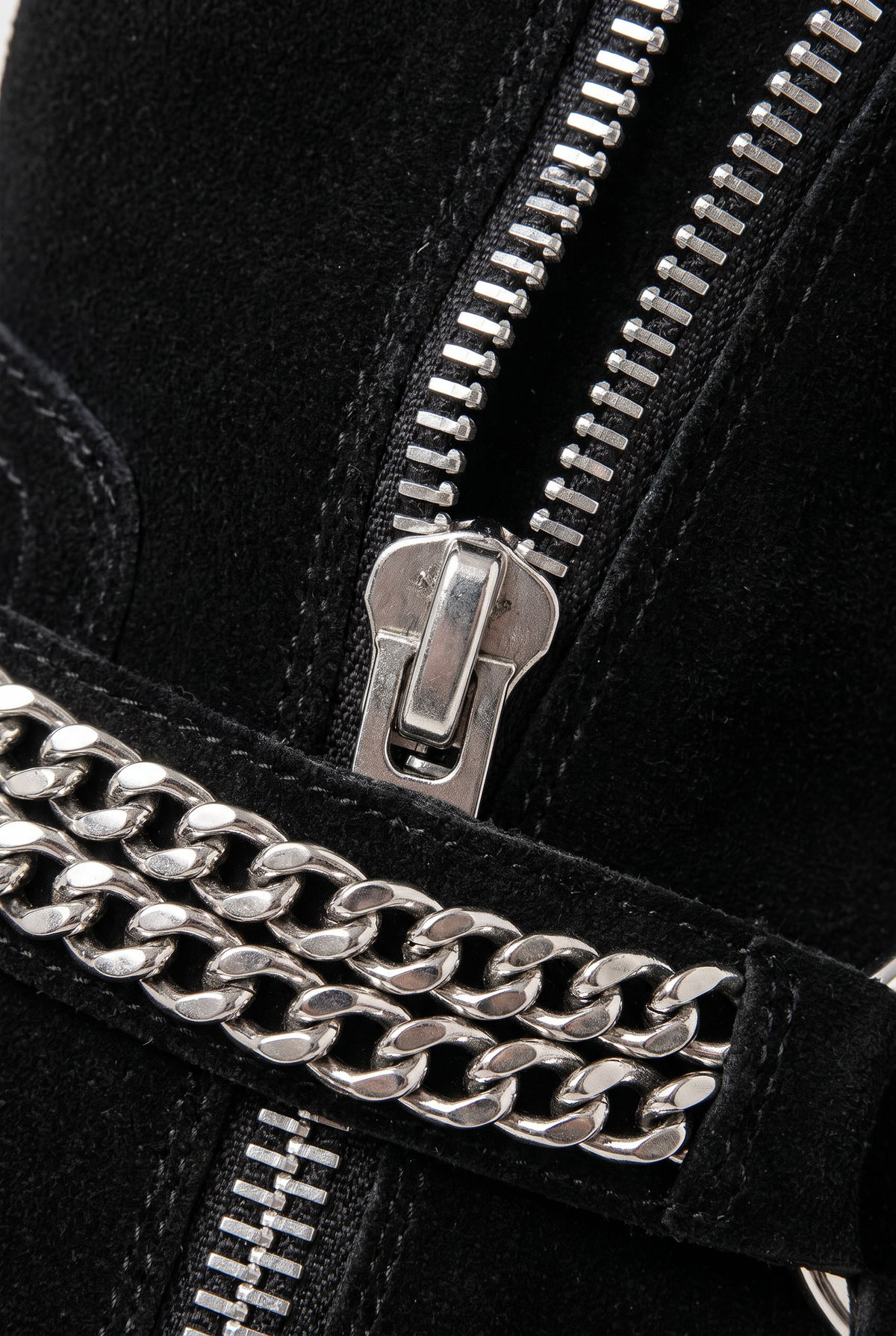 Men's Harness Boots - Chain Strap Ankle Boots with Side Zip