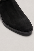 Men's Harness Boots - Chain Strap Ankle Boots with Side Zip