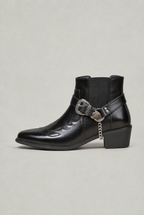 Men’s Western Buckle Chain Ankle Boots