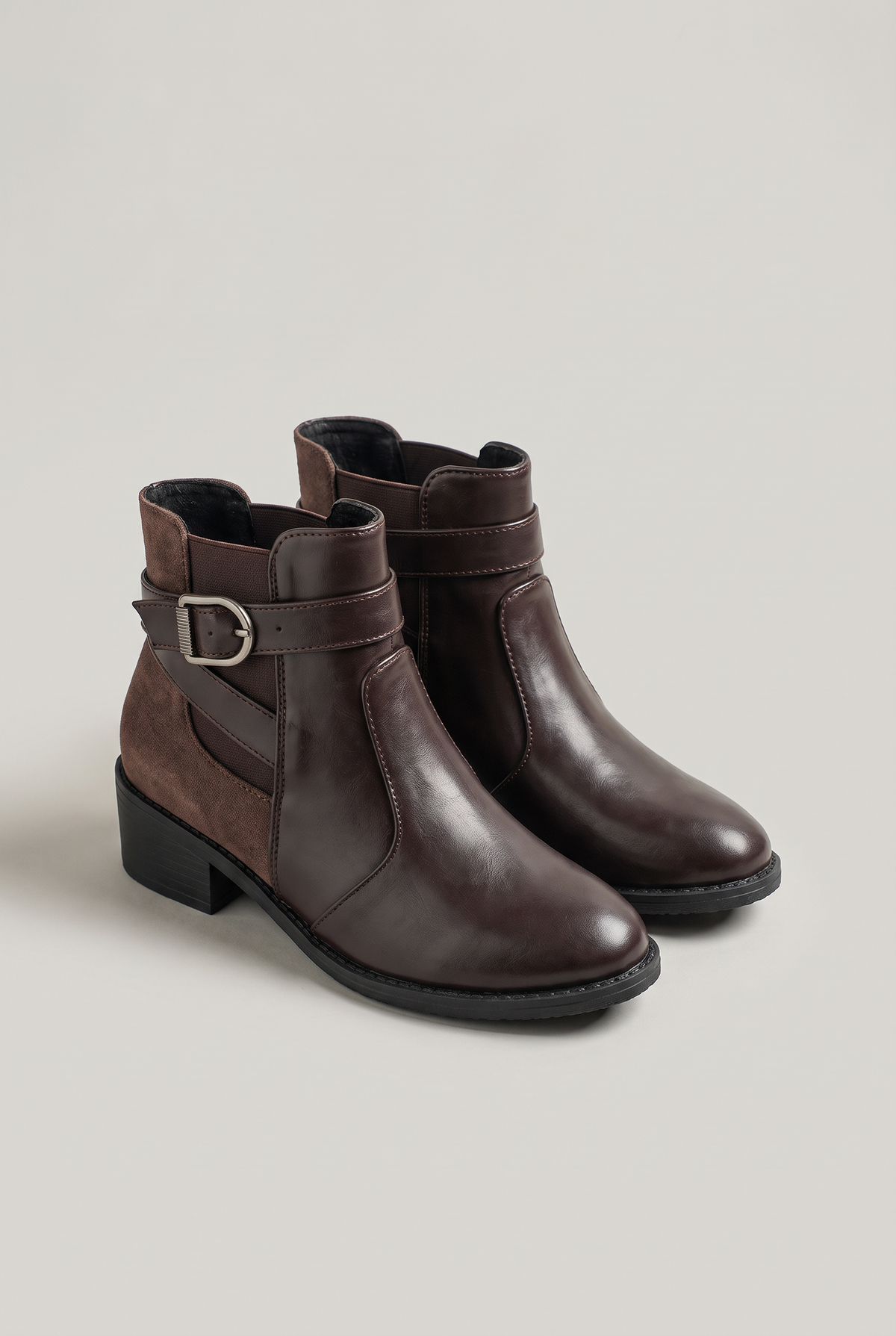 Women's Buckle Strap Chelsea Ankle Boots