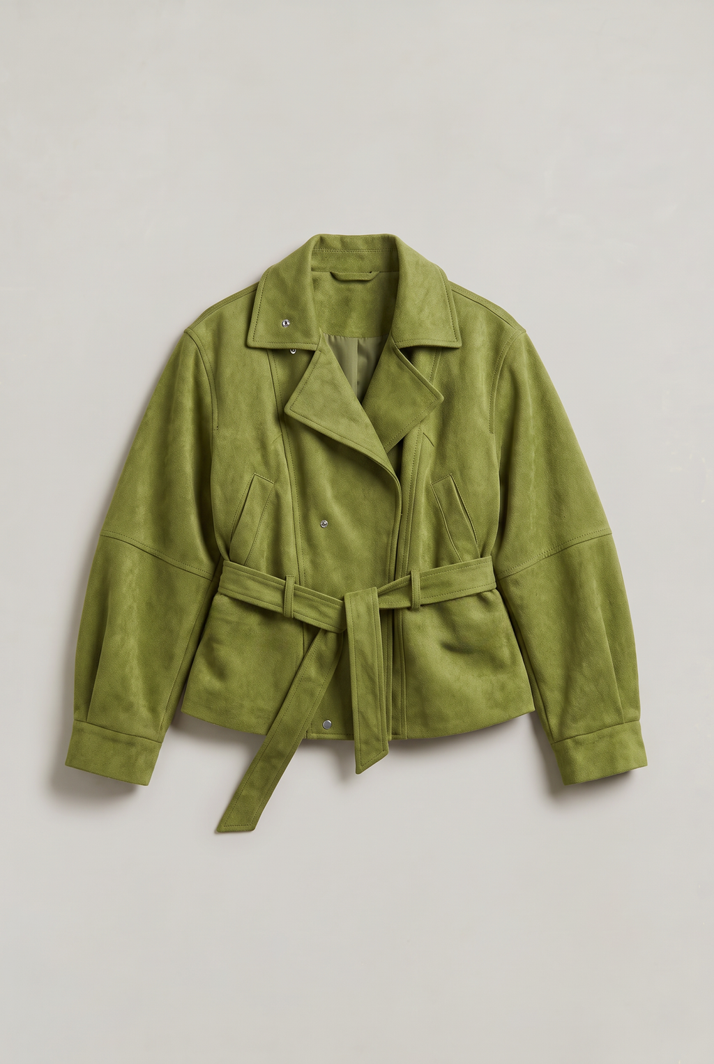 Women’s Belted Stand Collar Utility Jacket