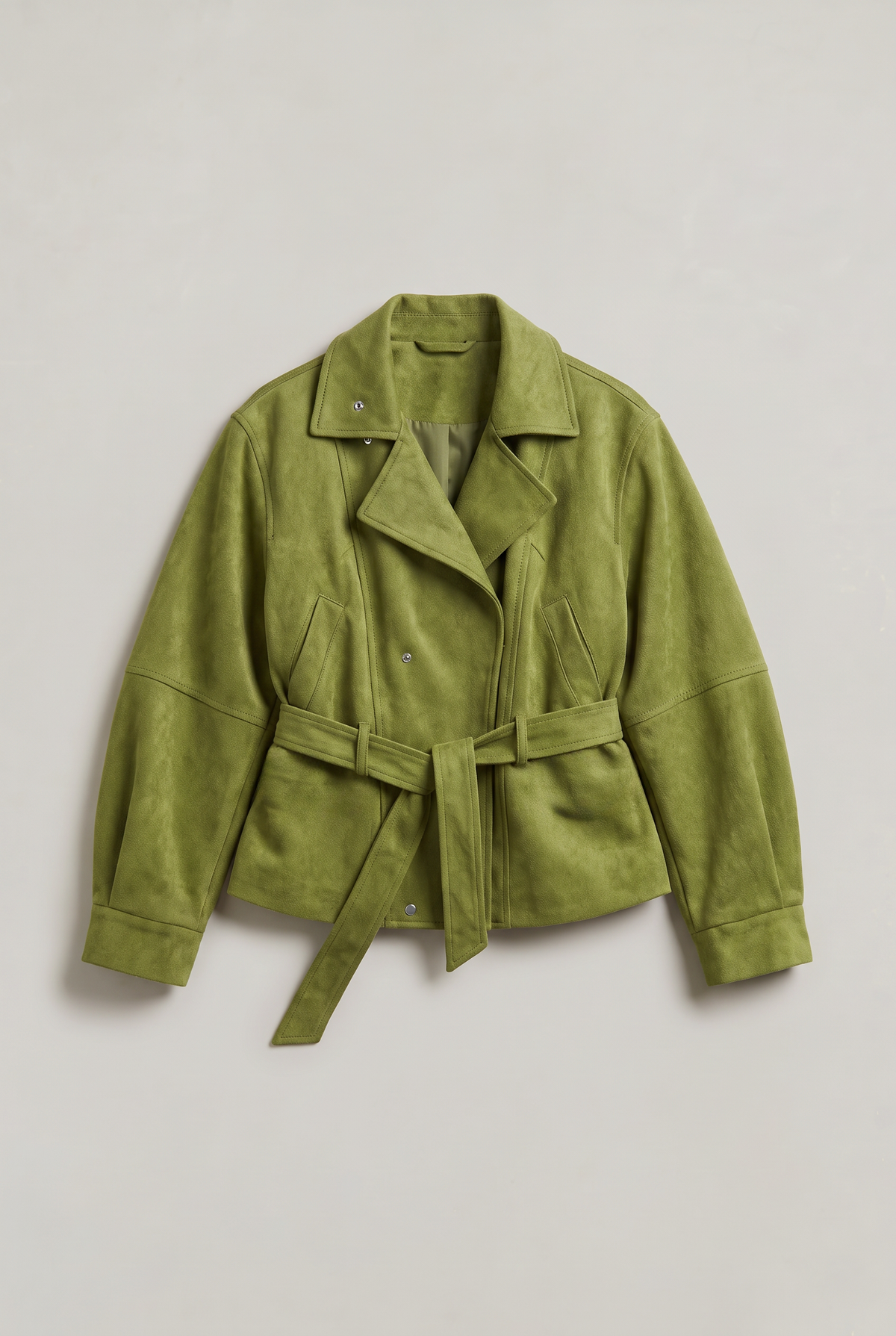 Women’s Belted Stand Collar Utility Jacket