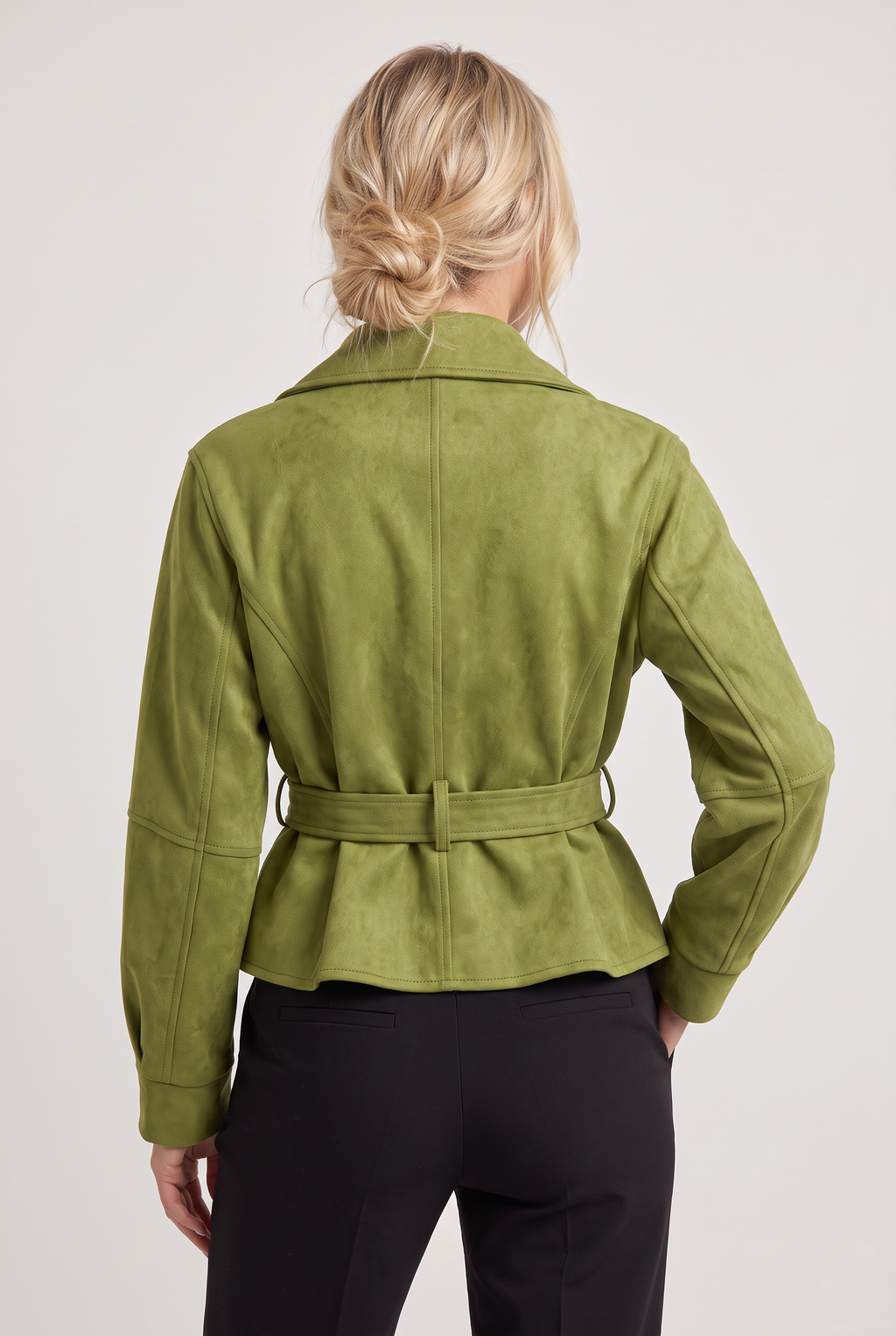 Women’s Belted Stand Collar Utility Jacket