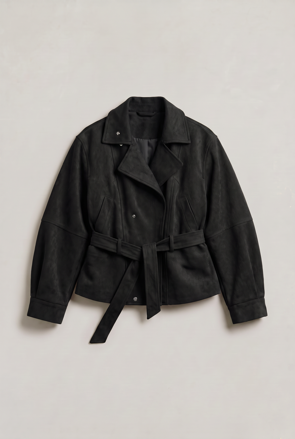 Women’s Belted Stand Collar Utility Jacket