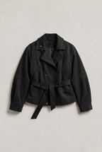 Women’s Belted Stand Collar Utility Jacket