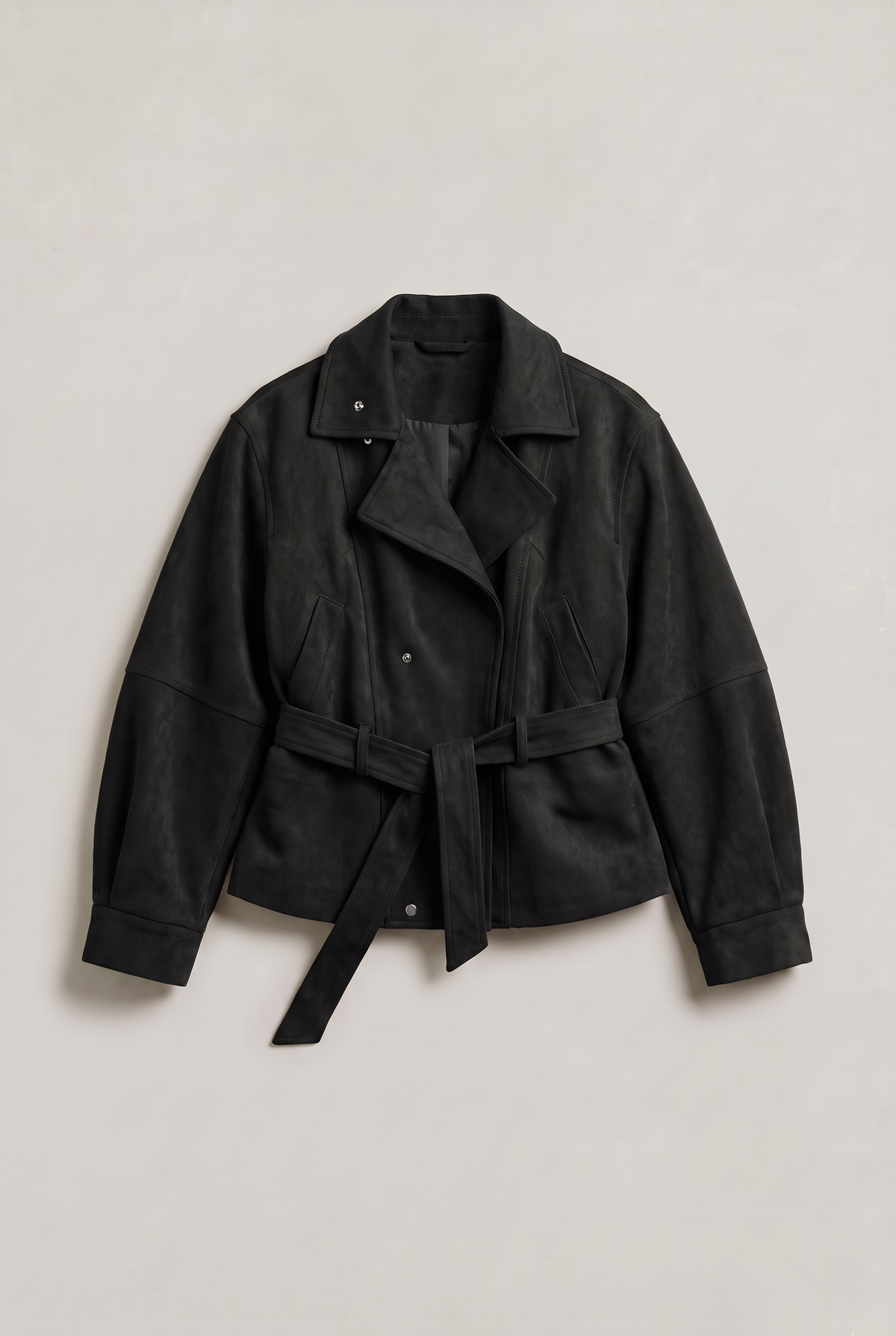 Women’s Belted Stand Collar Utility Jacket