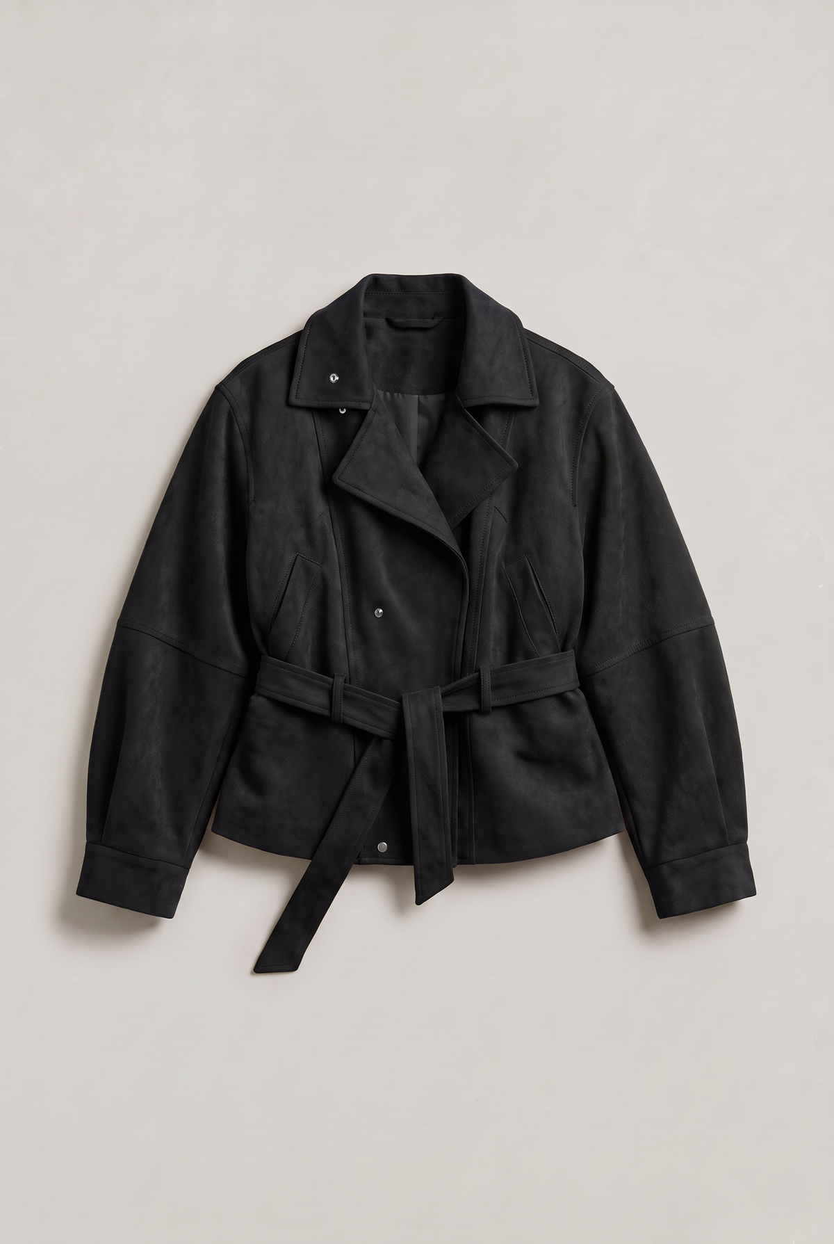 Women’s Belted Stand Collar Utility Jacket