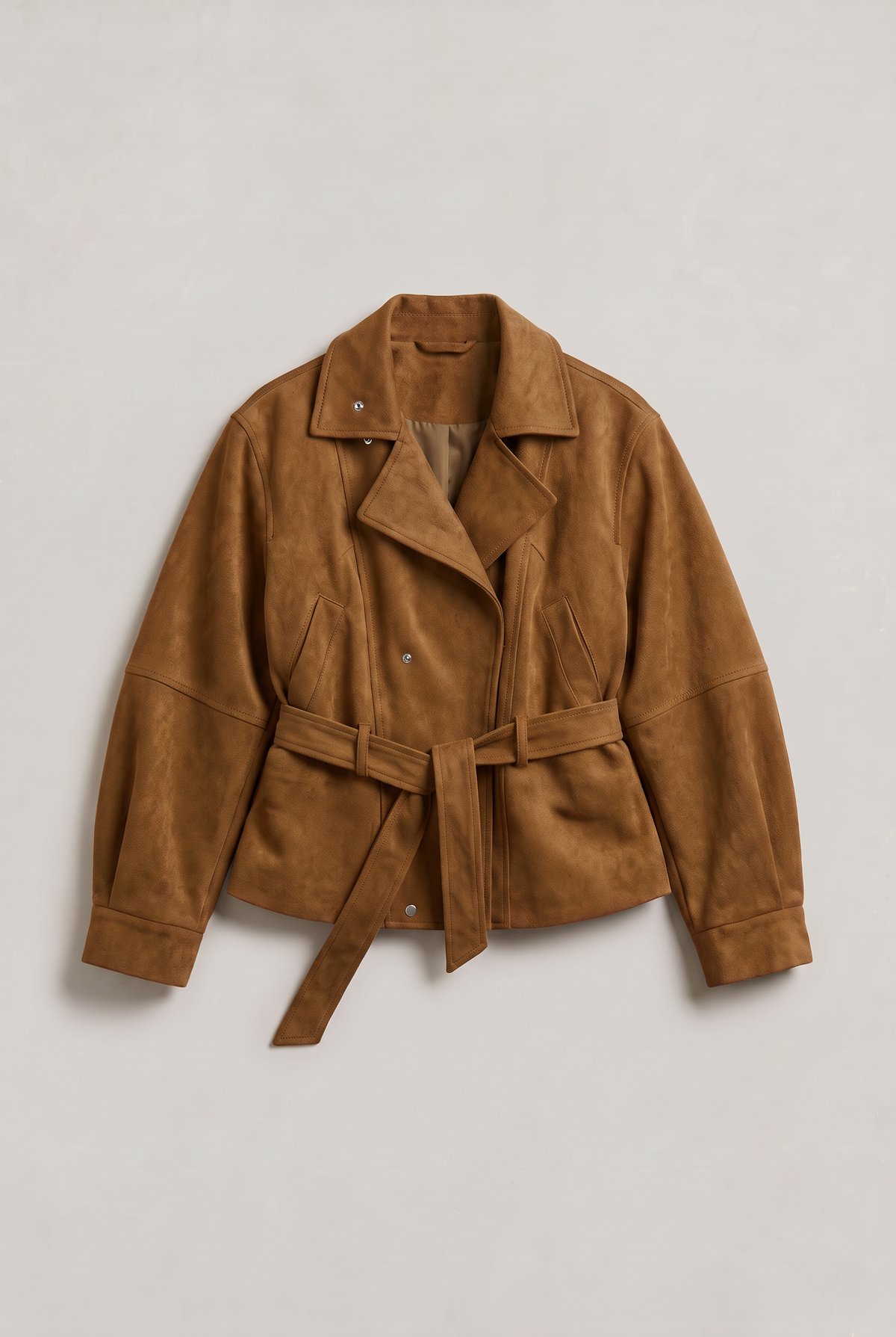 Women’s Belted Stand Collar Utility Jacket