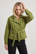 Women’s Belted Stand Collar Utility Jacket