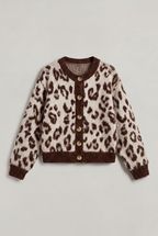 Women’s Leopard Jacquard Button-Up Cardigan