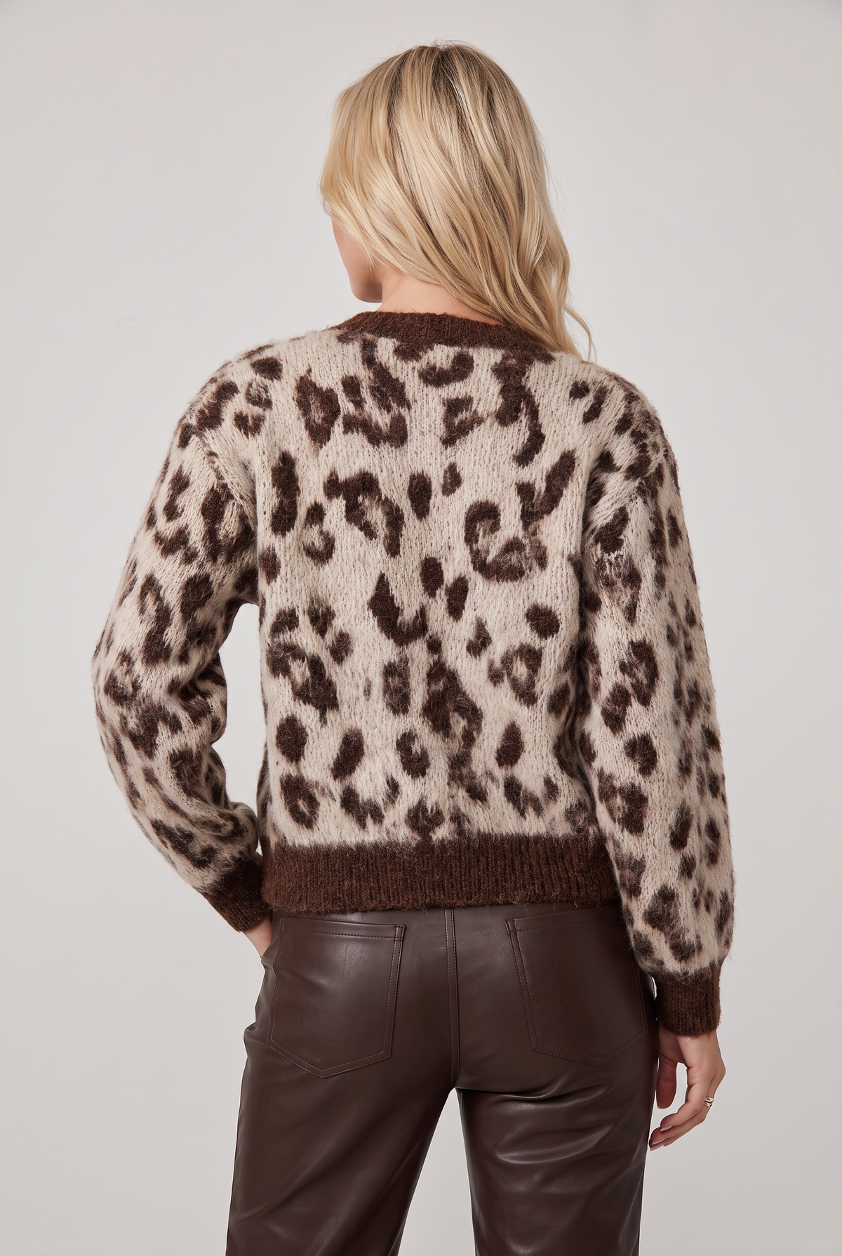 Women’s Leopard Jacquard Button-Up Cardigan