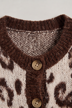 Women’s Leopard Jacquard Button-Up Cardigan