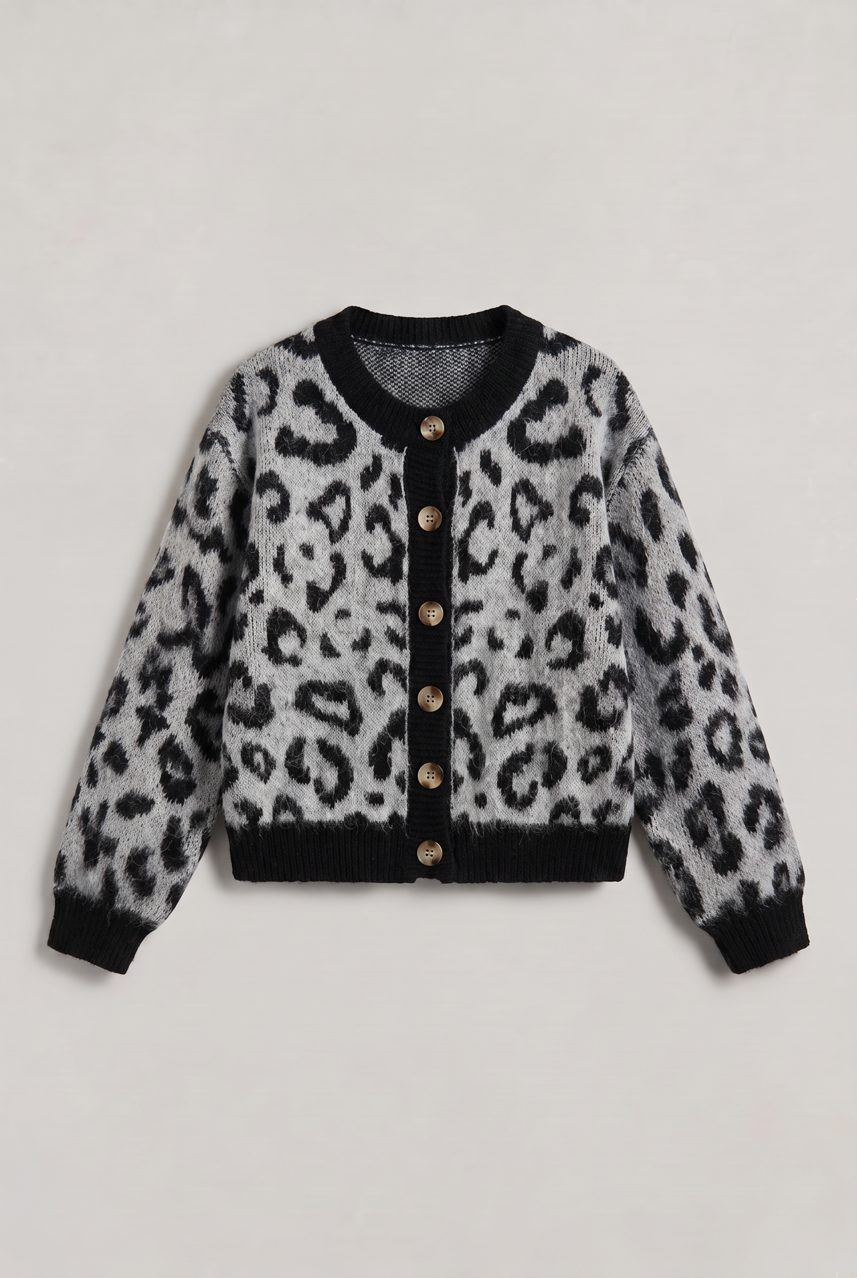 Women’s Leopard Jacquard Button-Up Cardigan