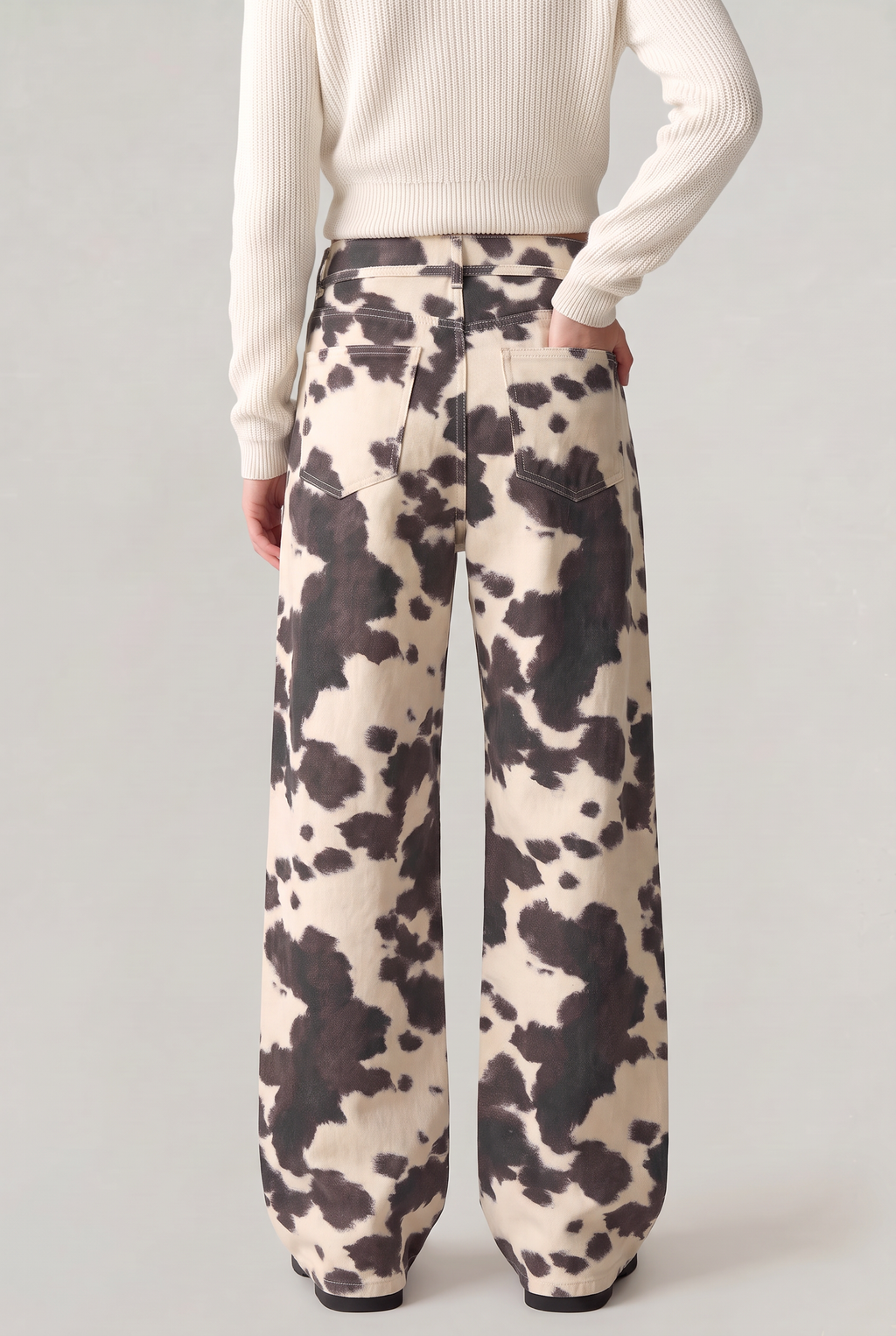 Women’s Cow Print Wide-Leg Jeans