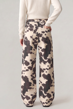 Women’s Cow Print Wide-Leg Jeans