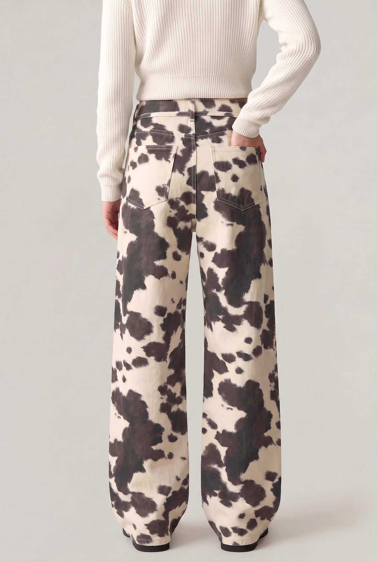 Women’s Cow Print Wide-Leg Jeans