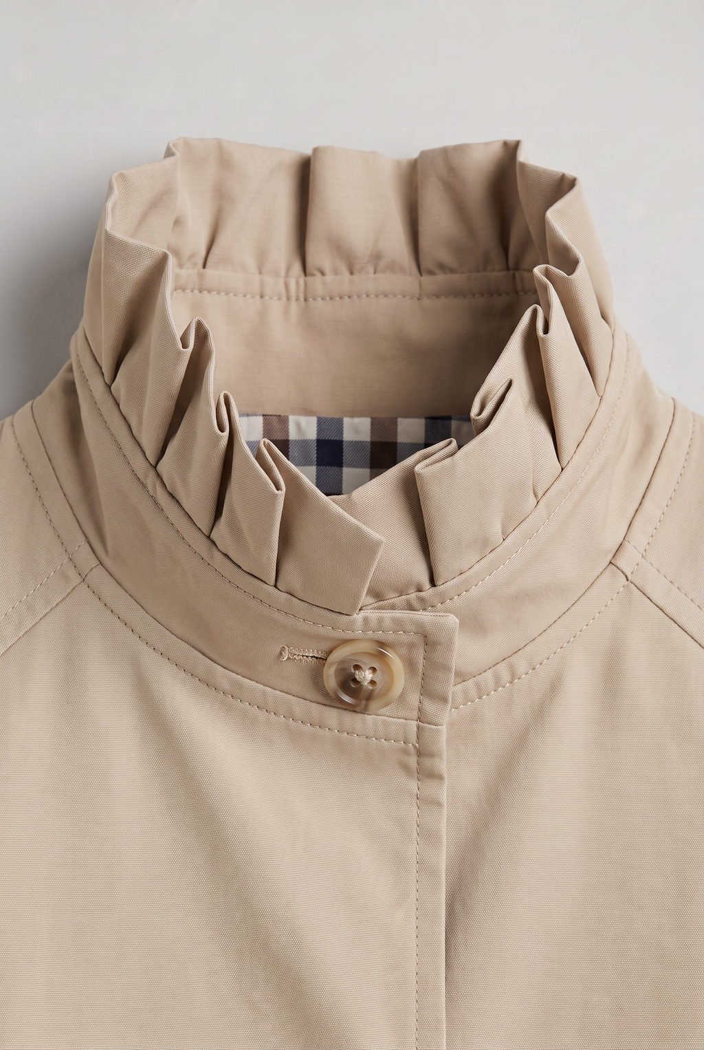 Women’s Check Trim Short Trench Coat