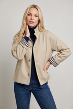 Women’s Check Trim Short Trench Coat