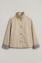 Women’s Check Trim Short Trench Coat