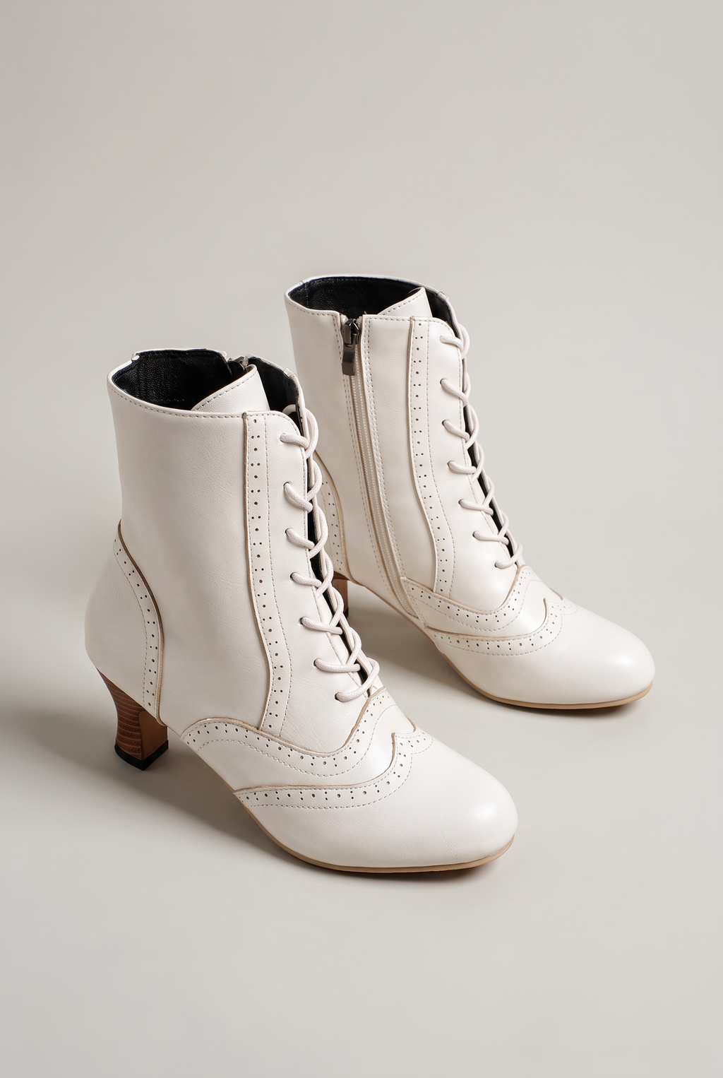 Women’s Victorian Lace Up Heeled Mid-Calf Boots