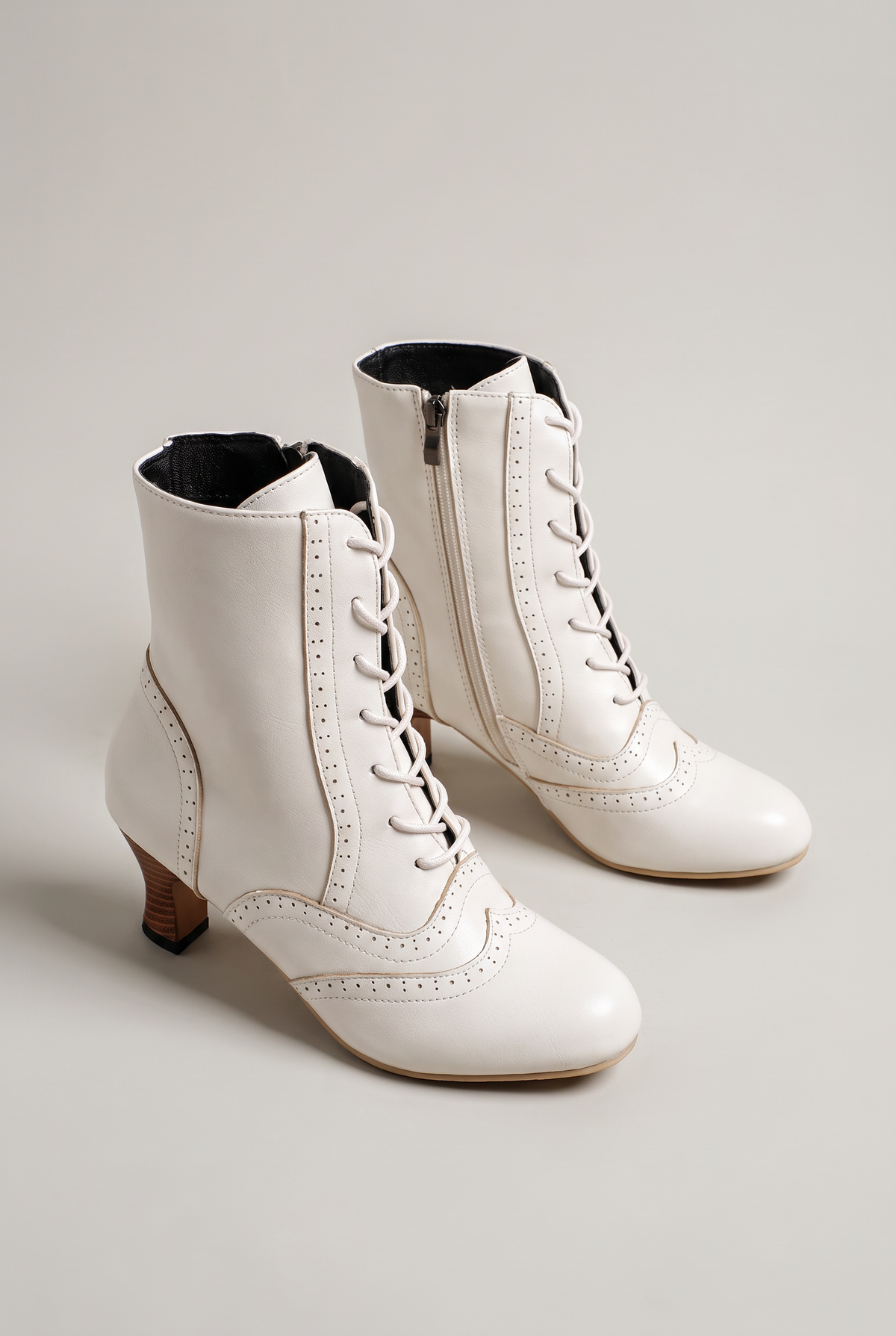 Women’s Victorian Lace Up Heeled Mid-Calf Boots