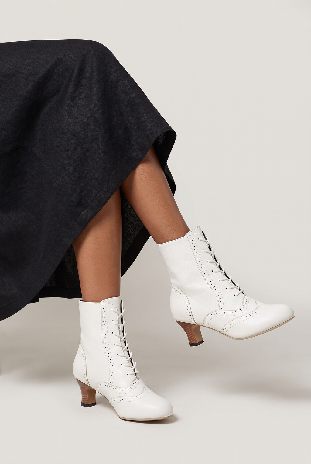 Women’s Victorian Lace Up Heeled Mid-Calf Boots