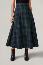 Women’s Tartan A-Line Midi Skirt