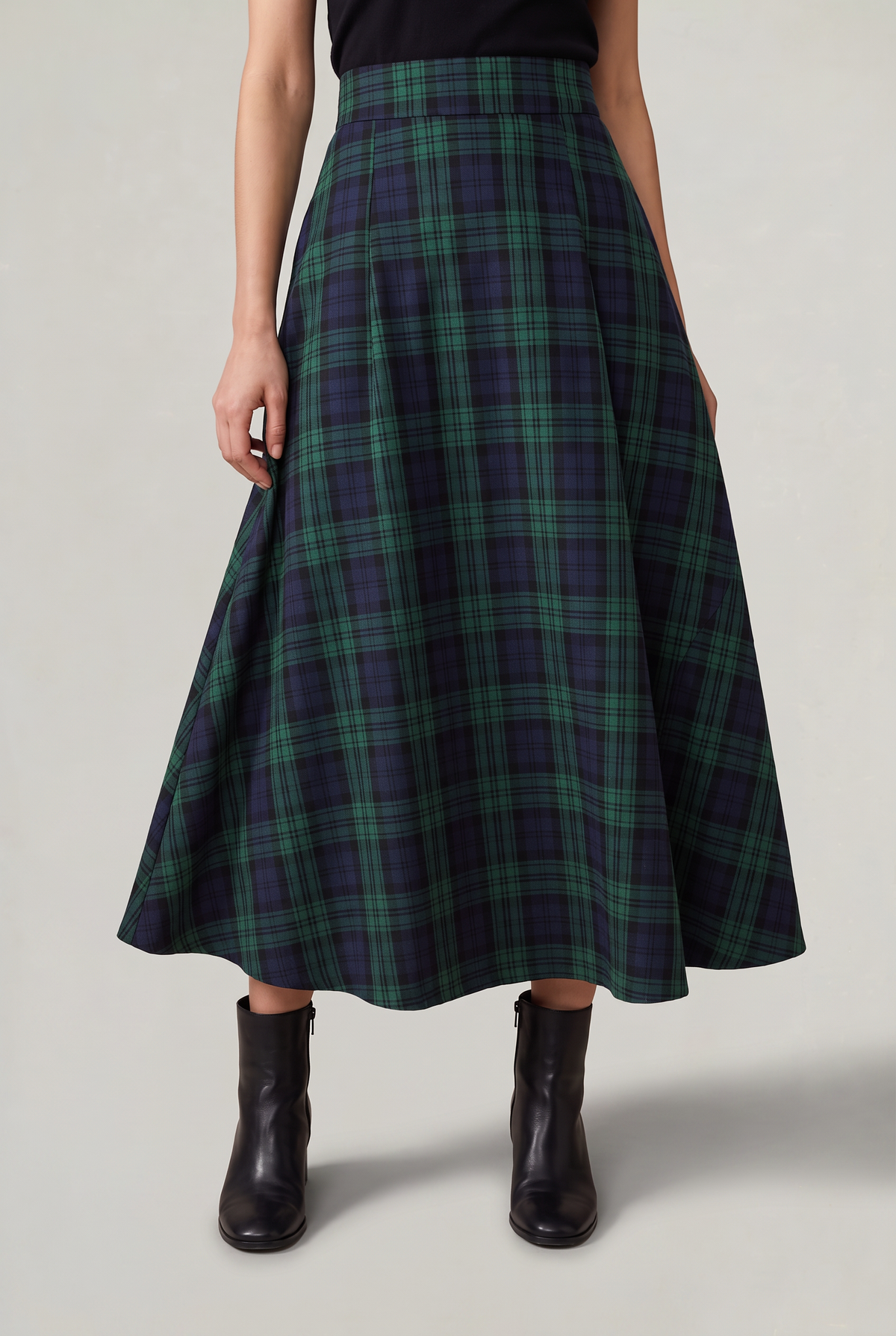 Women’s Tartan A-Line Midi Skirt