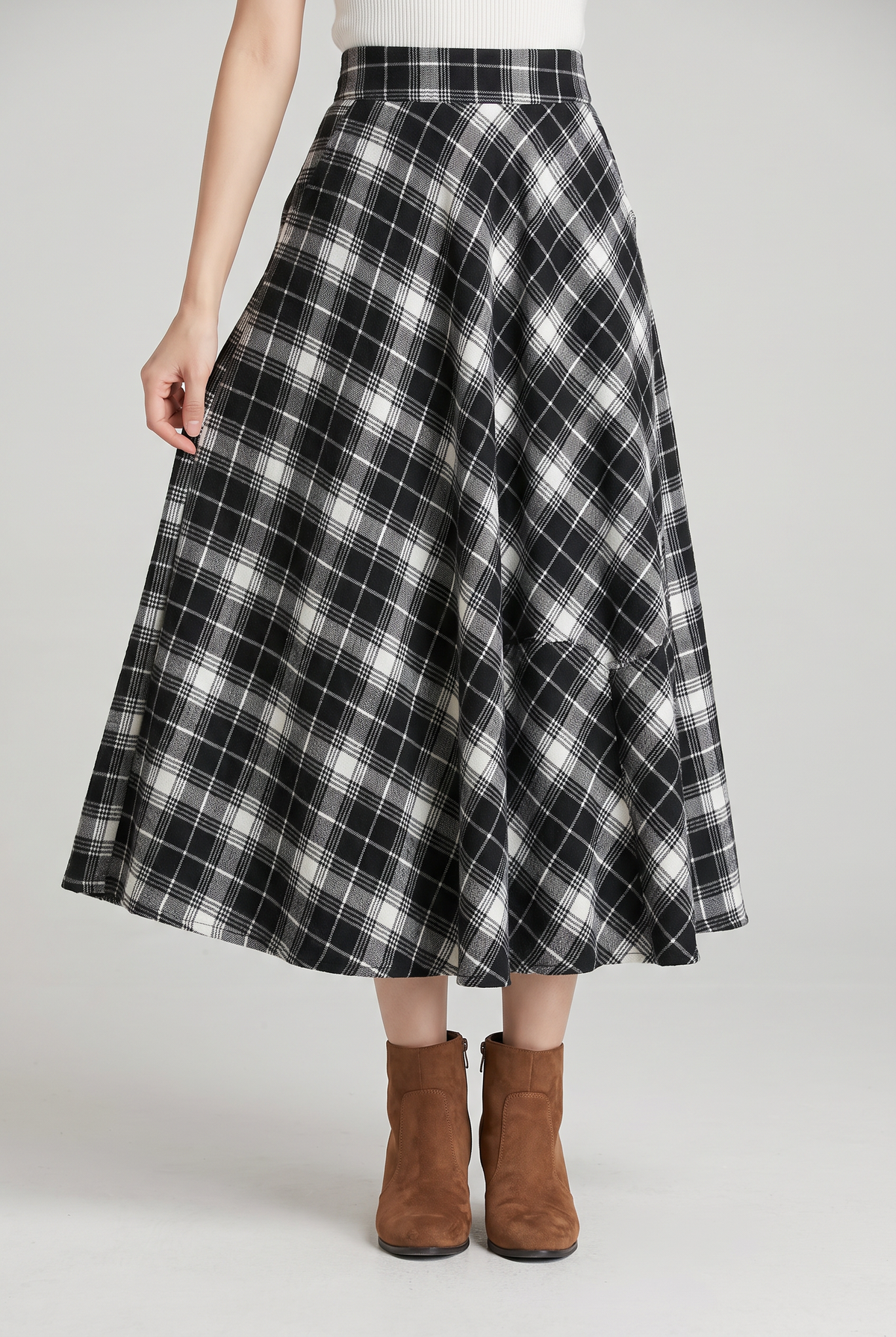 Women’s Tartan A-Line Midi Skirt