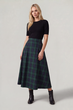 Women’s Tartan A-Line Midi Skirt