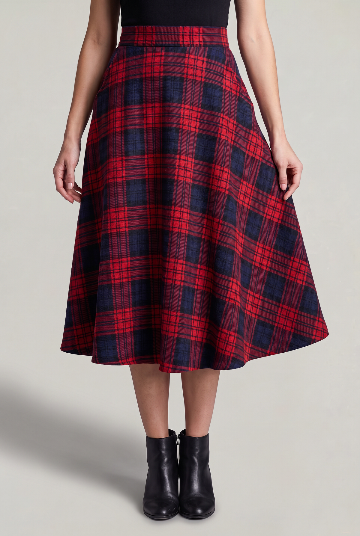 Women’s Tartan A-Line Midi Skirt