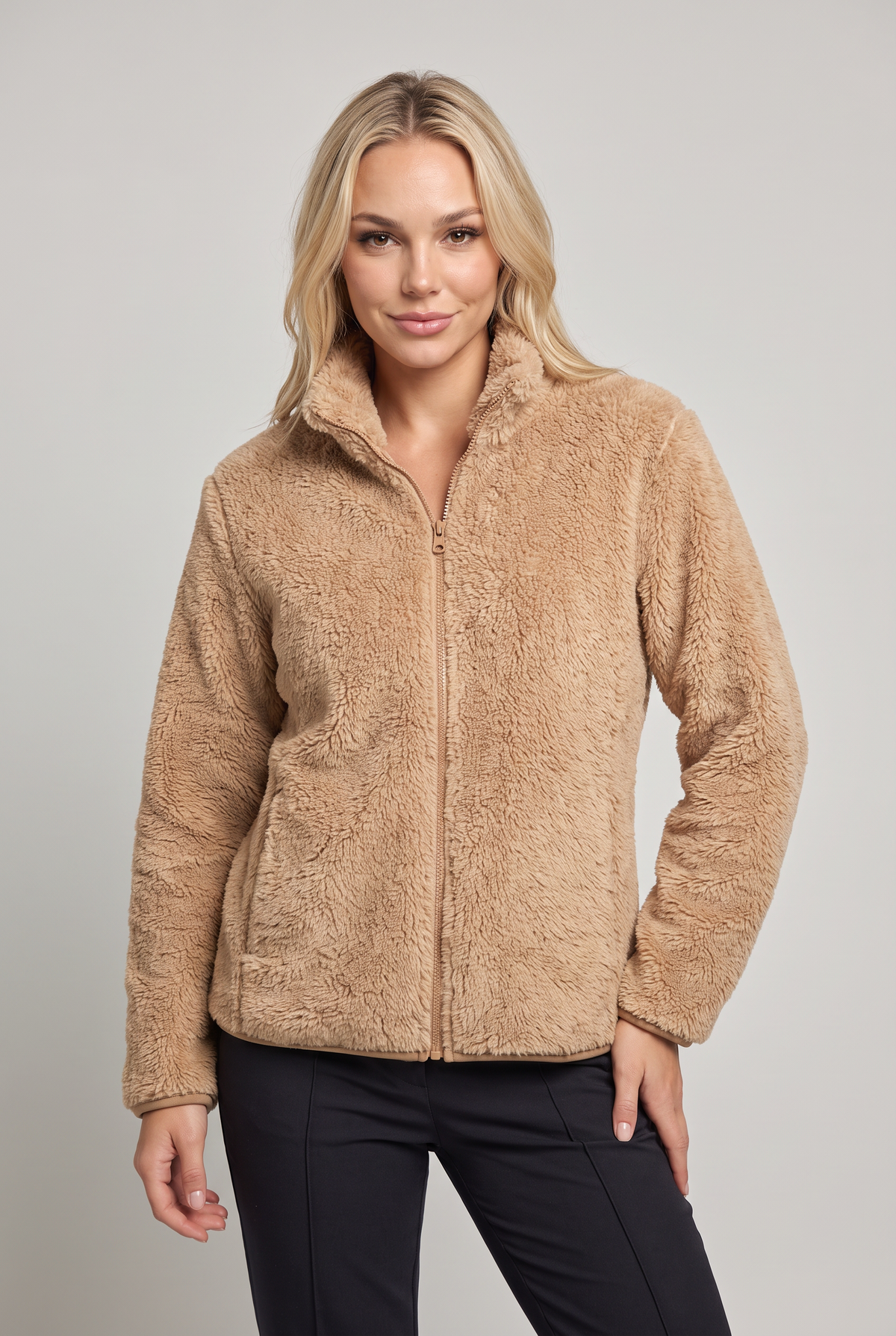Women's Fleece Teddy Jacket - Zip up