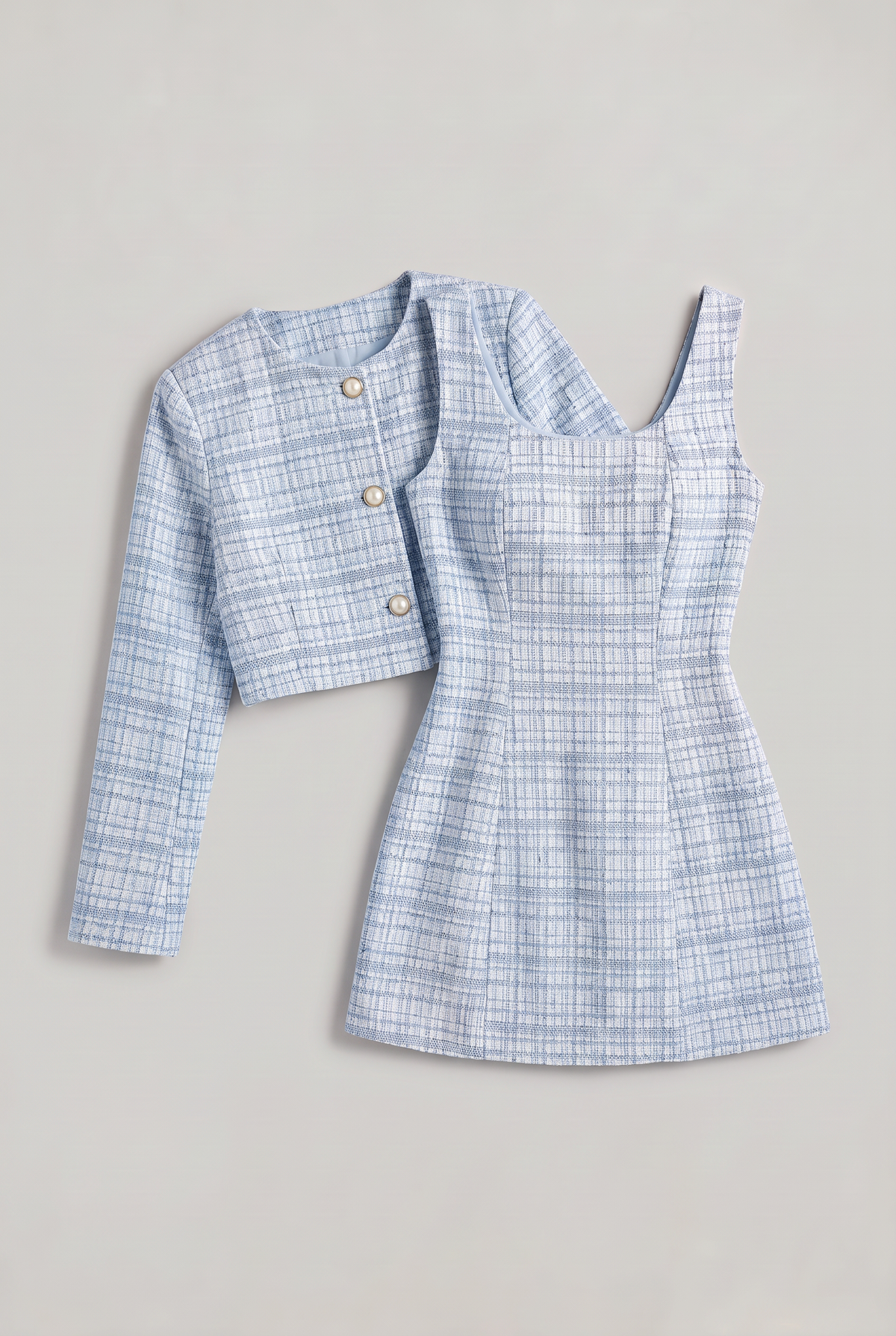 Women’s Checkered Mini Dress and Jacket Set