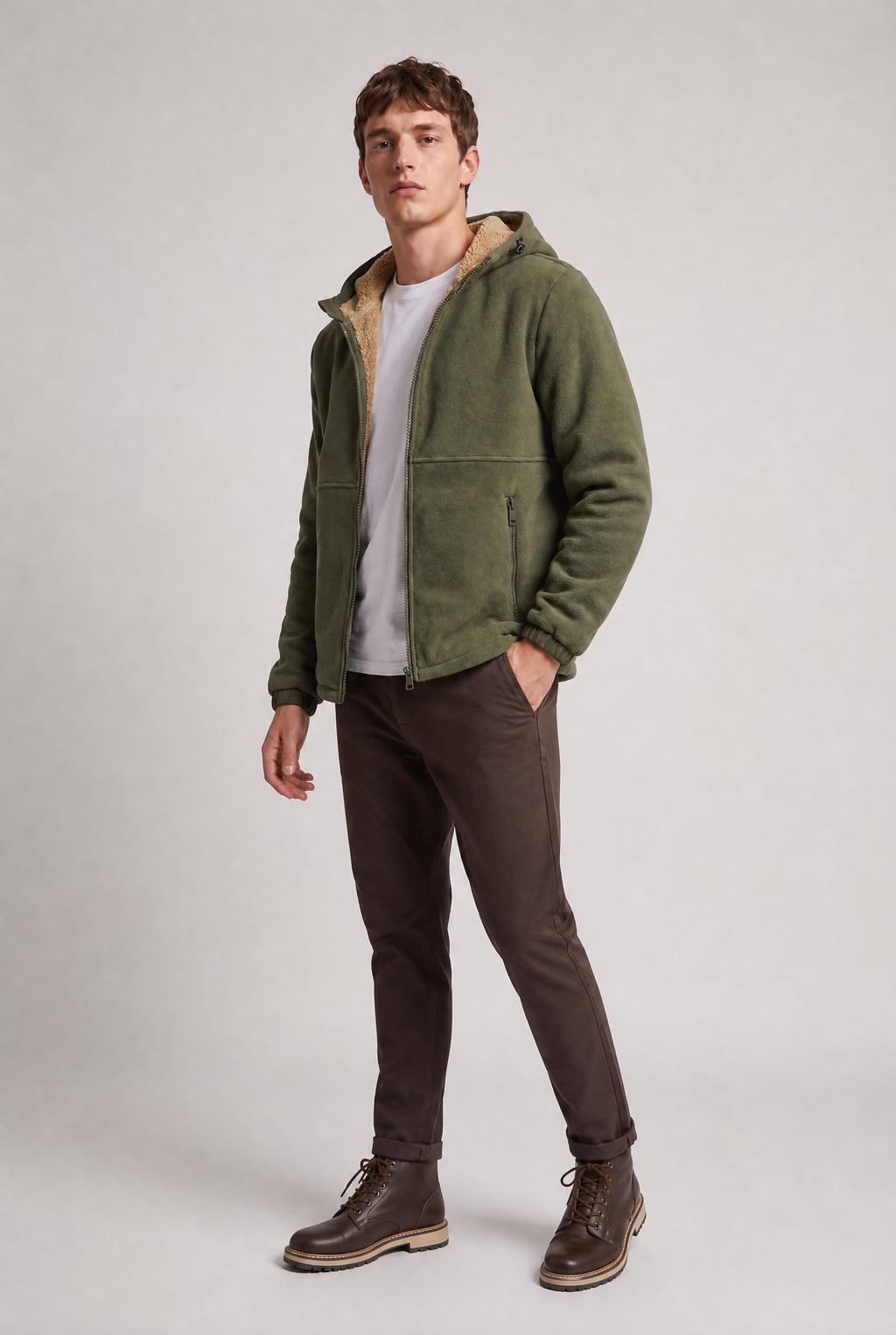 Men’s Hooded Fleece-Lined Jacket