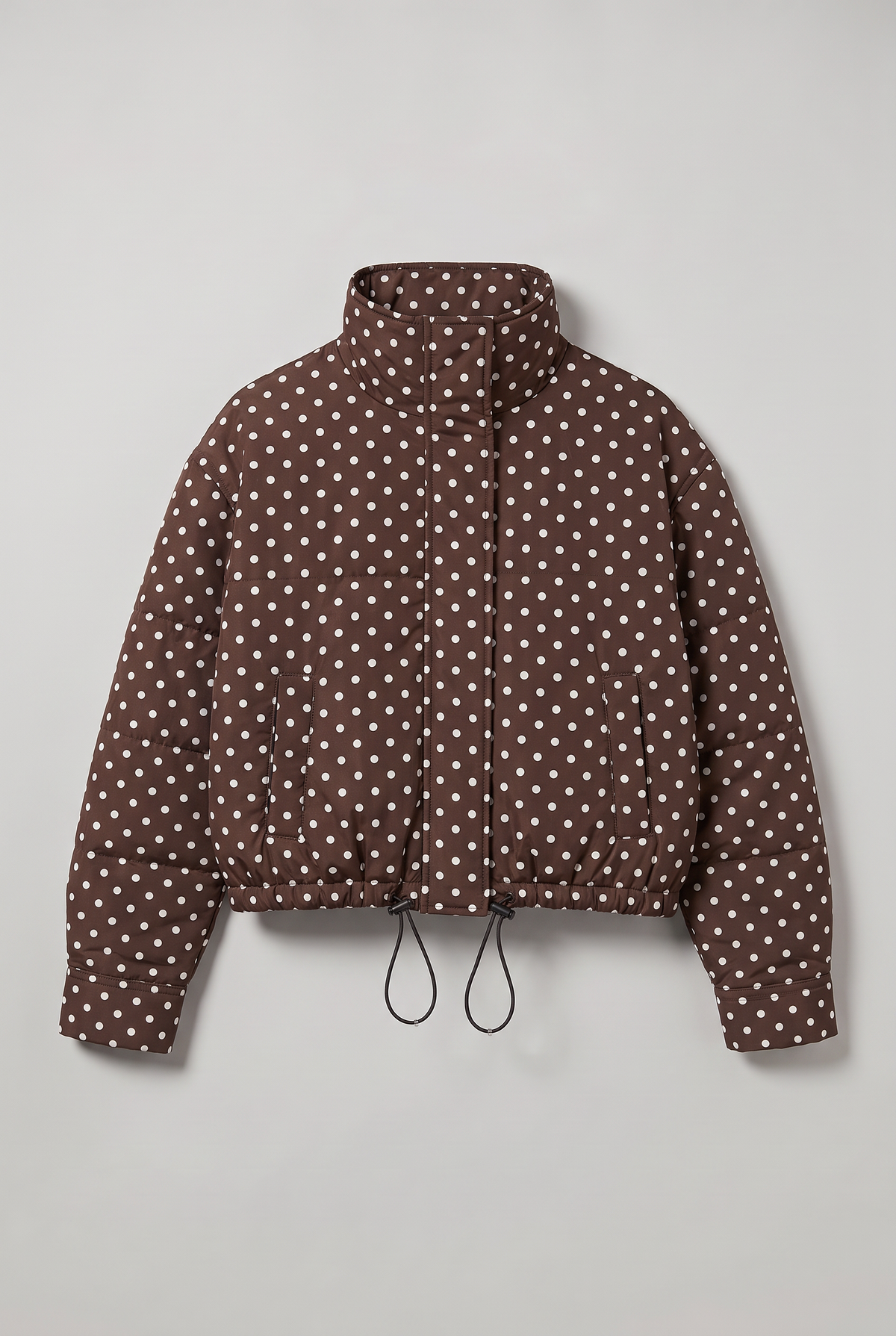 Women’s Polka Dot Stand Collar Zip Jacket
