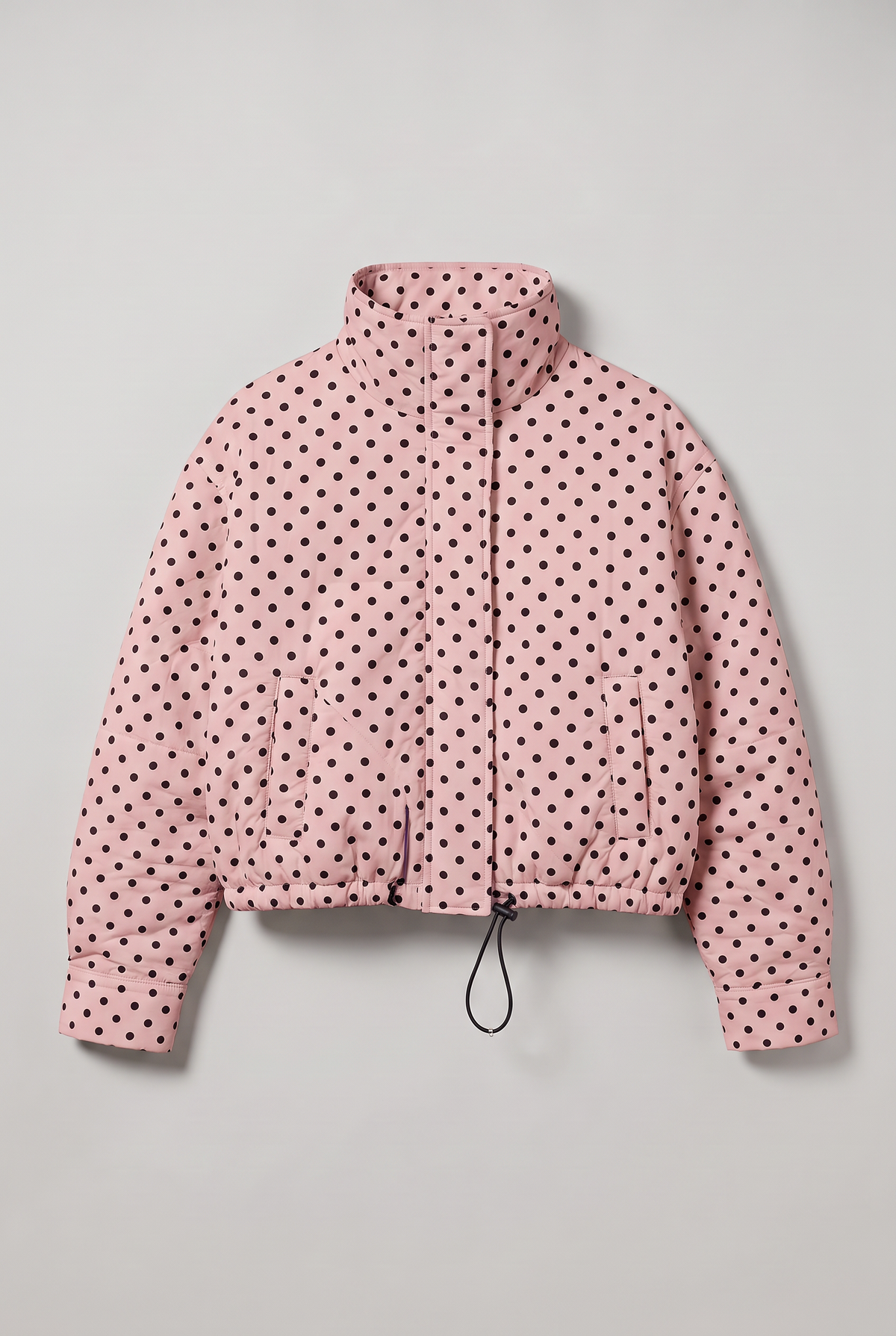 Women’s Polka Dot Stand Collar Zip Jacket