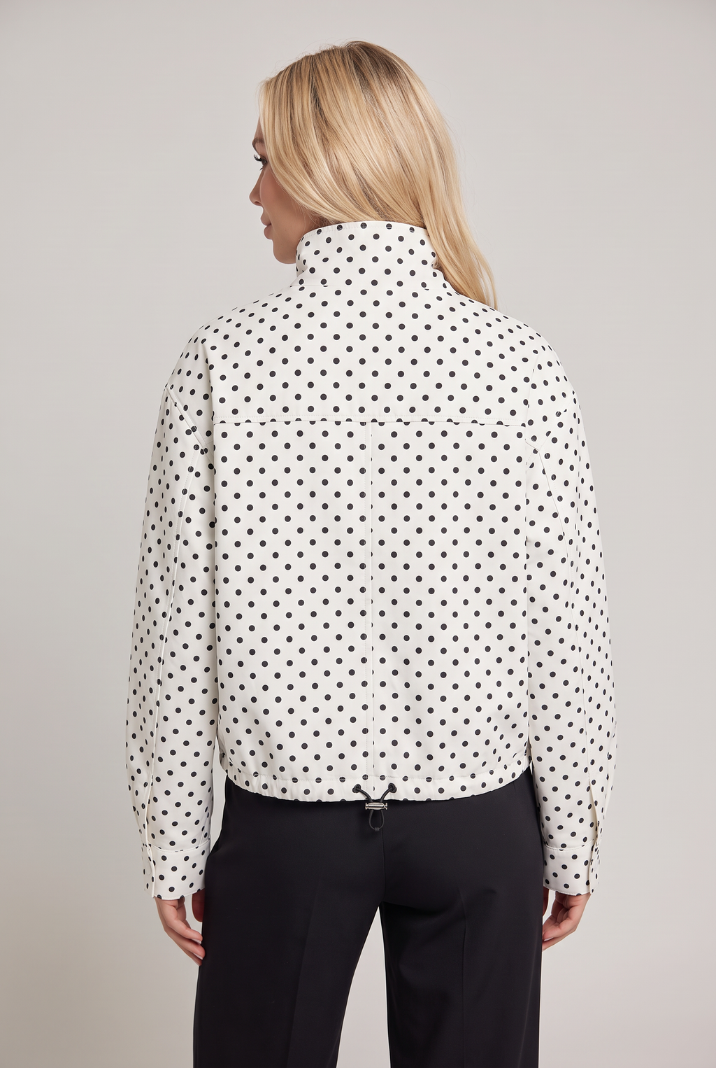 Women’s Polka Dot Stand Collar Zip Jacket