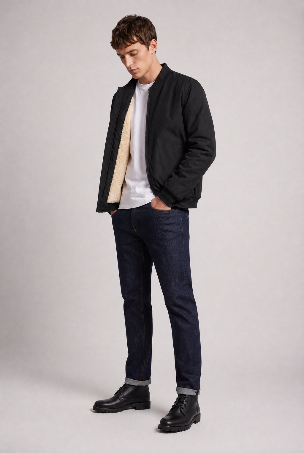 Men’s Fleece-Lined Bomber Jacket