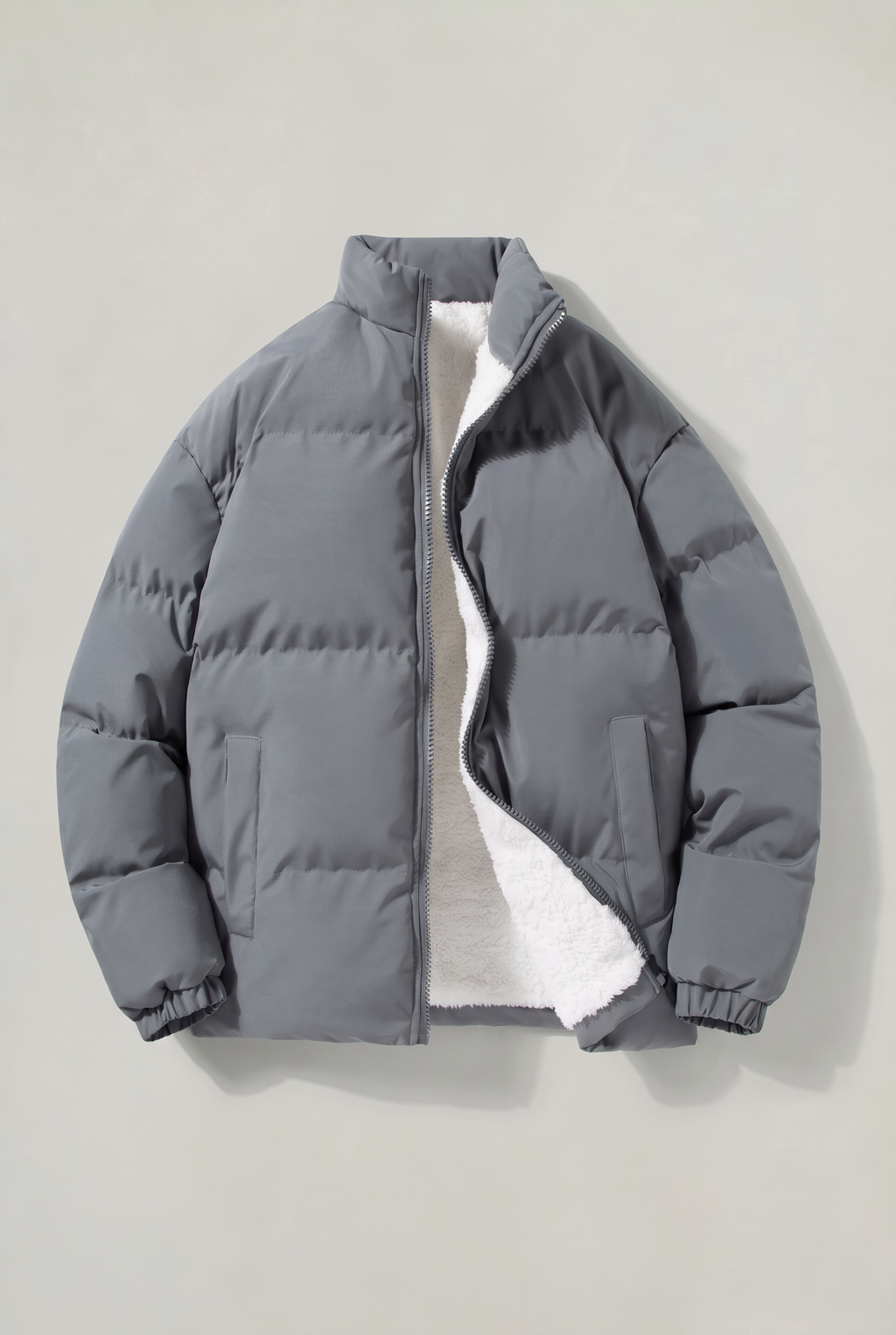 Men’s Fleece-Lined Puffer Jacket - Padded Winter Jacket