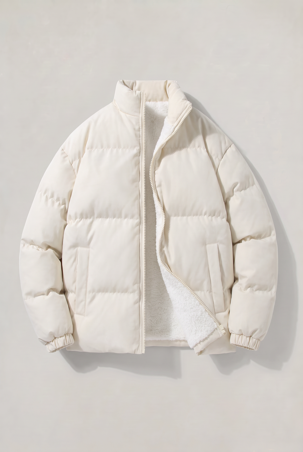 Men’s Fleece-Lined Puffer Jacket - Padded Winter Jacket