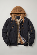 Men’s Plaid-Lined Hooded Bomber Jacket