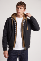 Men’s Plaid-Lined Hooded Bomber Jacket