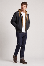 Men’s Plaid-Lined Hooded Bomber Jacket