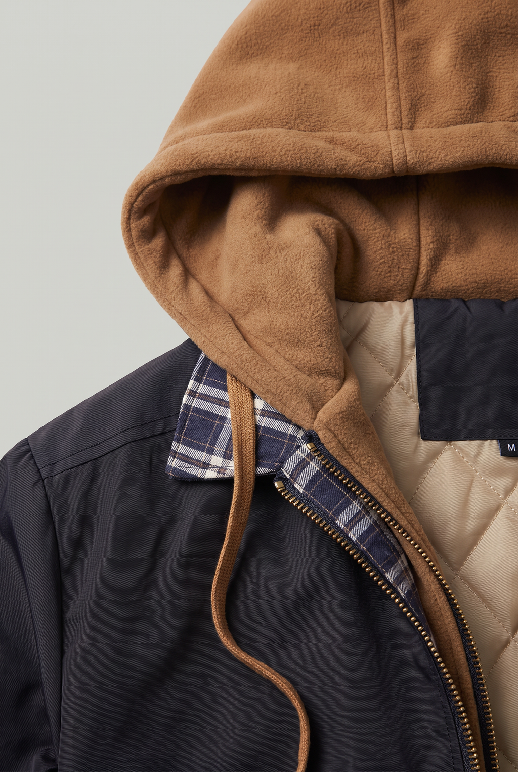 Men’s Plaid-Lined Hooded Bomber Jacket