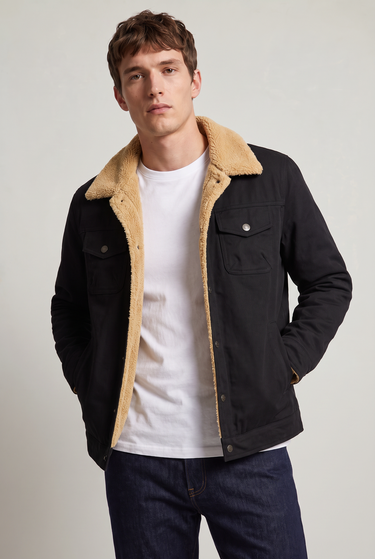 Men’s Sherpa Collar Fleece-Lined Jacket