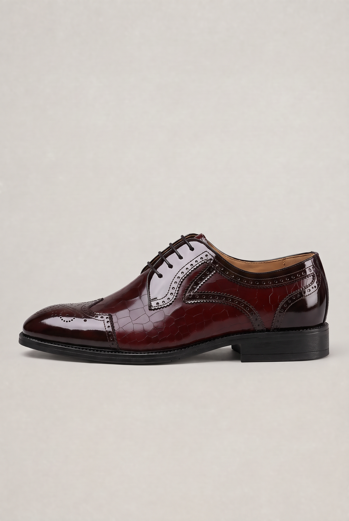 Men’s Patent Croc-Effect Brogue Shoes
