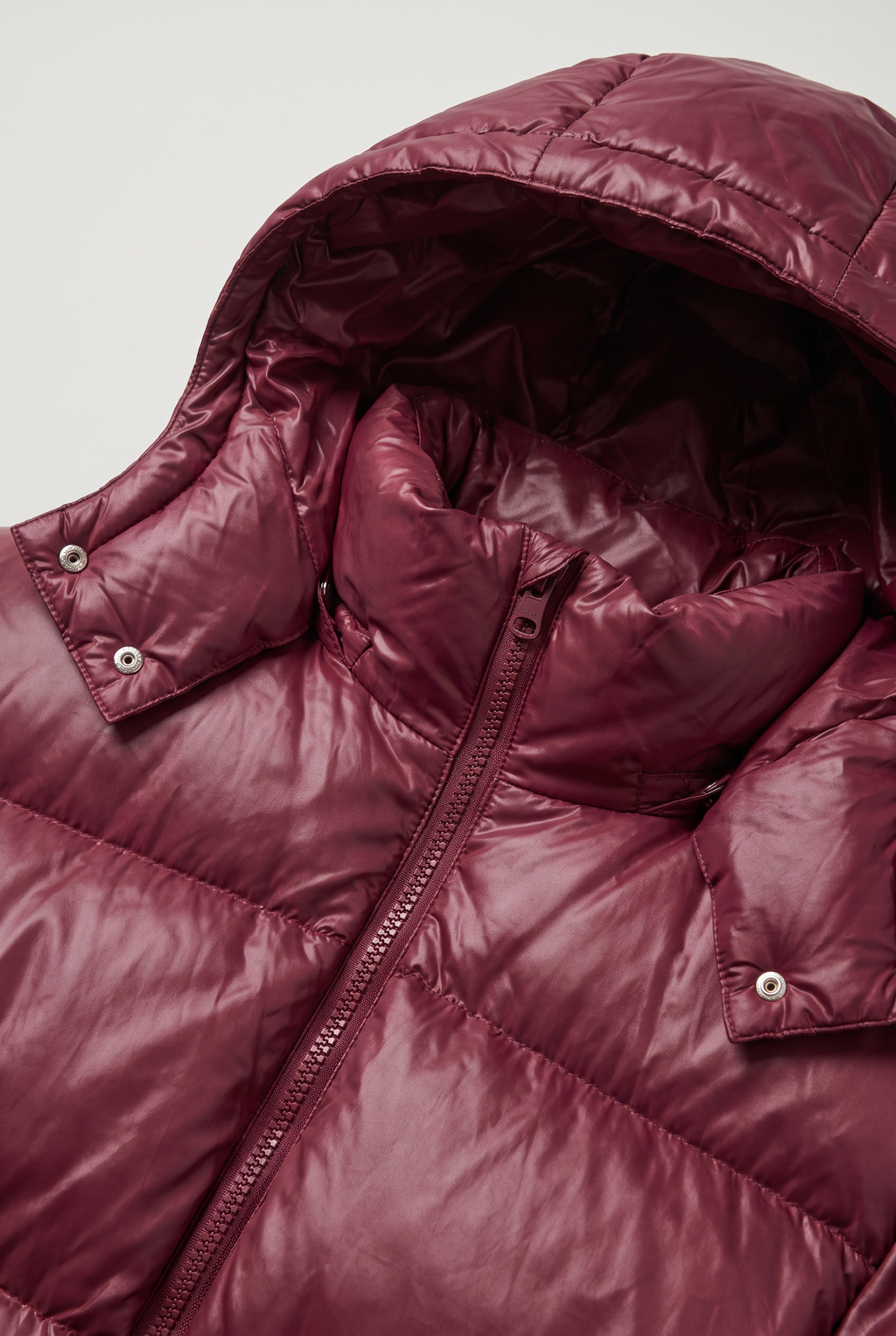 Women’s Oversized Hooded Puffer Jacket - Red Wine